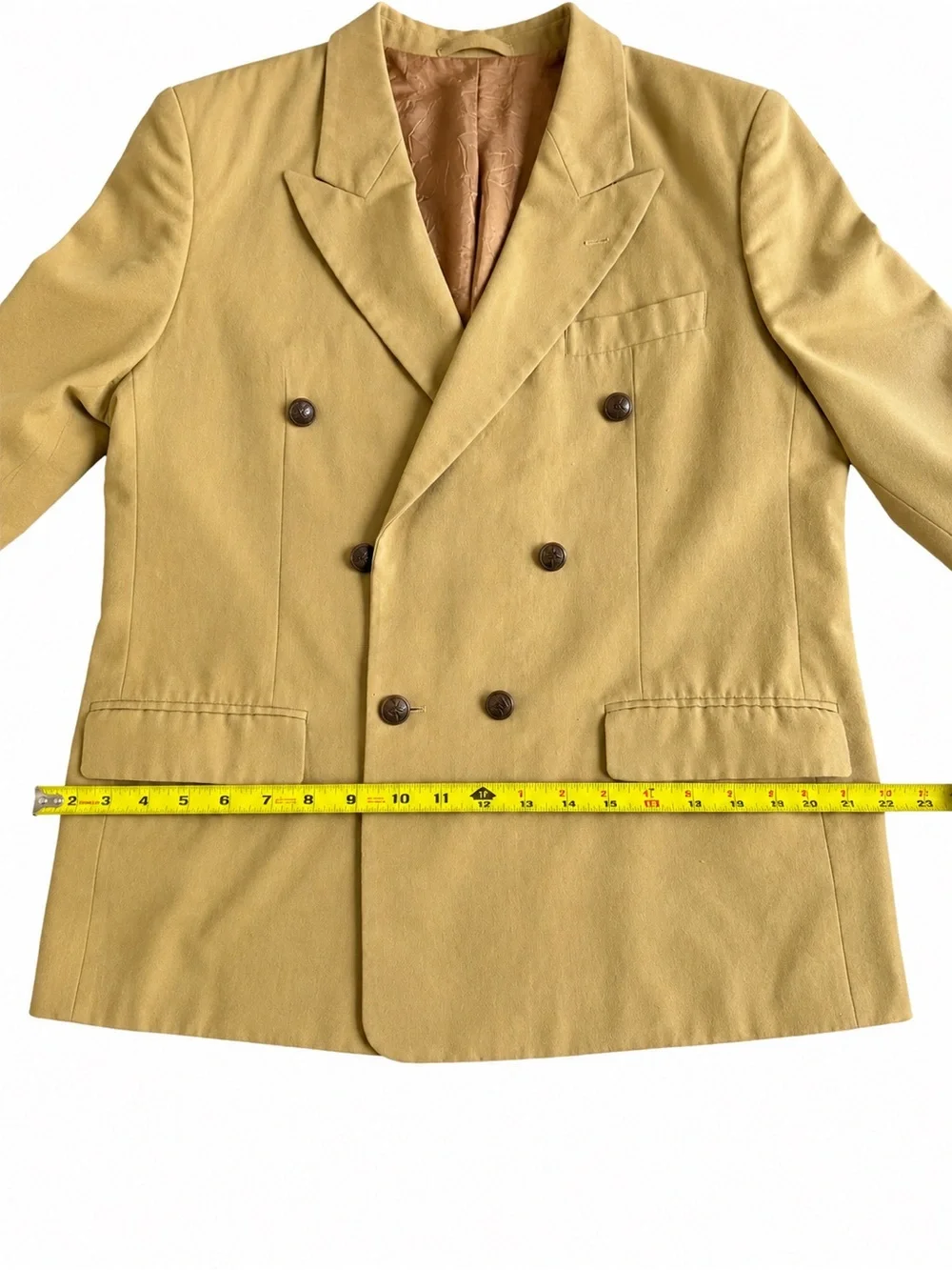 Vintage Pierre Balmain Paris Double Breasted Blazer Tan Beige  Buttons L